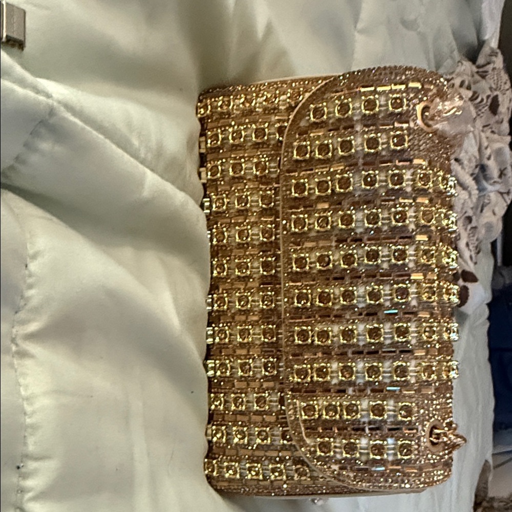 Glamorous Gold Beaded Evening Clutch